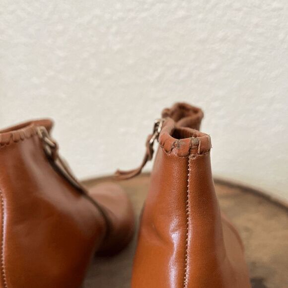 Jack Rogers Brown Oak Leather Heeled Side-Zip Ankle Booties Women's Size 7 M - Picture 9 of 12
